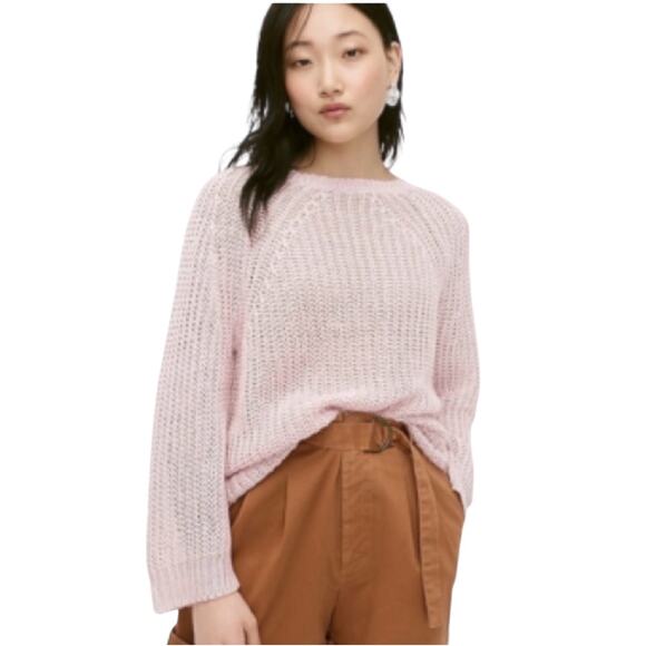 J.CREW Women’s Pale Pink Linen Relaxed Fit Crewneck Sweater